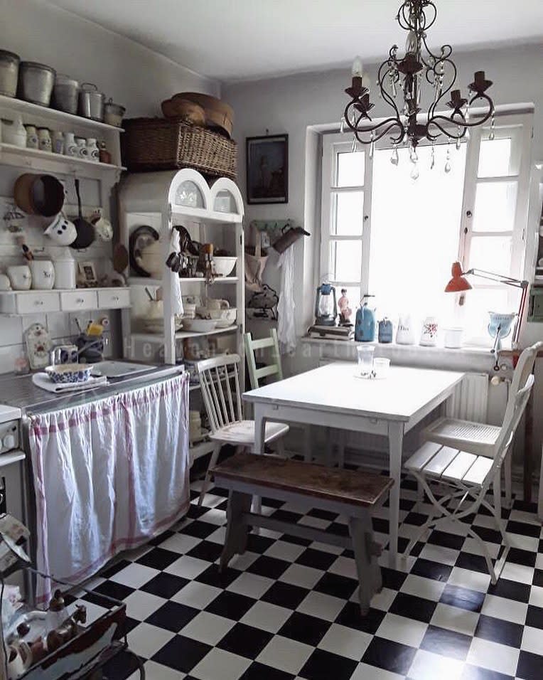 farmhouse kitchen white table and chairs chandelier